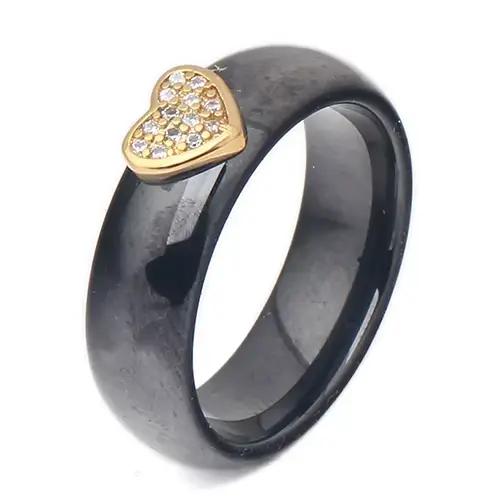 Bagues en céramique en acier inoxydable, noir et blanc, coeur d'amour, cubique, bijoux de fête europ