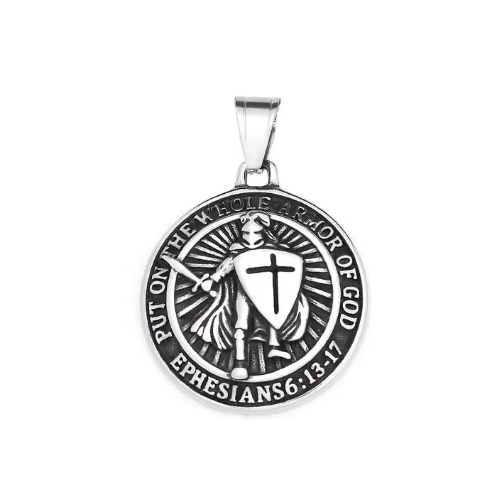 Colliers pendentif chevalier épée en acier inoxydable pour hommes, collier vintage, templier médiéva