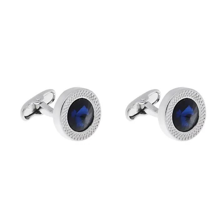Boutons de manchette de Style Business de luxe, ronds personnalisés en Zircon cubique, bouton de man
