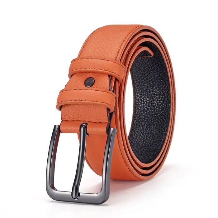 Ceinture en cuir PU pour homme, décontractée et habillée - Boucle noire mate, ceinture noire élégant
