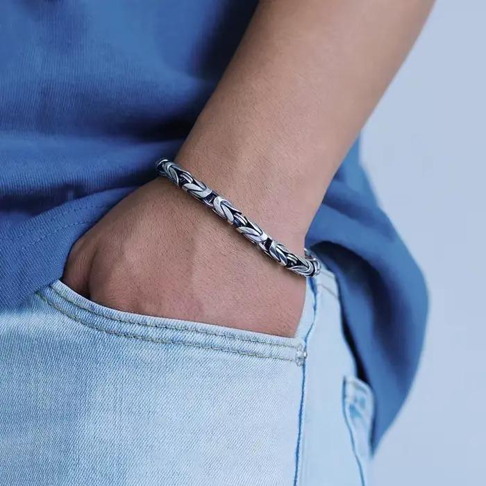 Nouveau Bracelet Homme Vajra en Argent Thaïlandais 925, Style Rétro Vieilli, Tendance, Personnalité,