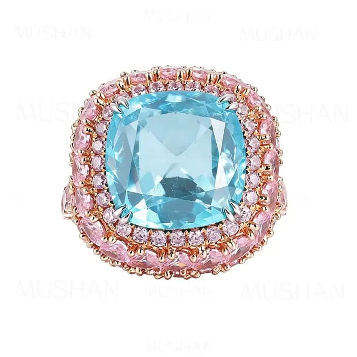 Bague en or 14k 18k MUSHAN personnalisée avec pierres précieuses de laboratoire émeraude verte, rubi