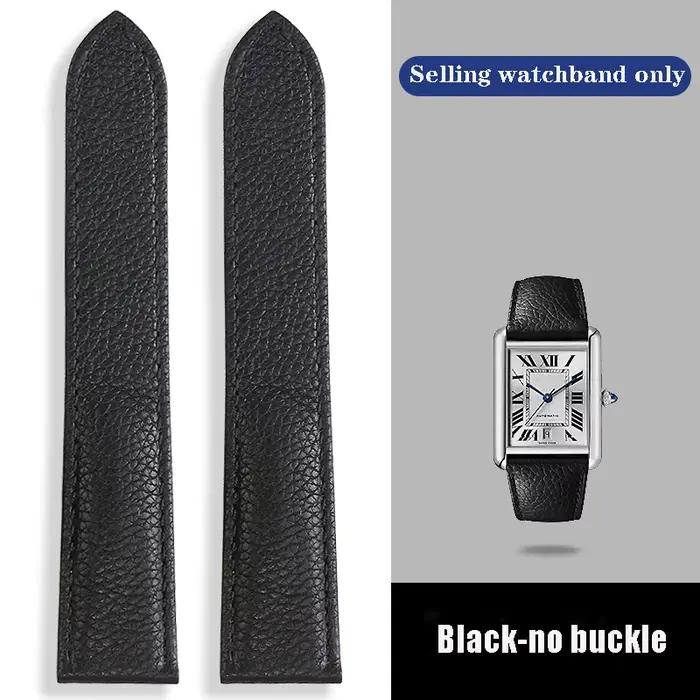 Bracelet de montre en cuir véritable pour Cartier Tank London Solo, bracelet de montre en cuir de va