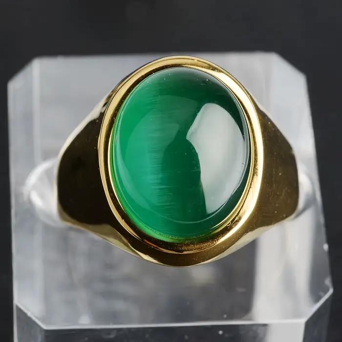 Bague en acier inoxydable avec pierre d'opale pour hommes et femmes, matiques vintage rétro, vente e