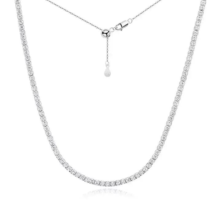 Smyoue chacun 2mm tout Zircon/moissanite collier de Tennis pour femmes homme chaîne ras du cou régla