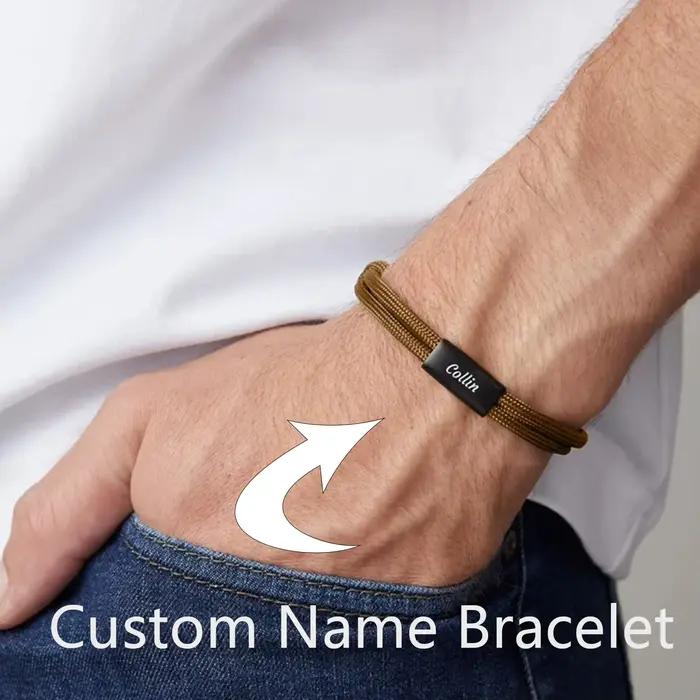 Bracelet personnalisé pour homme, bracelets gravés avec le nom, bracelet à perles pour petit ami, br