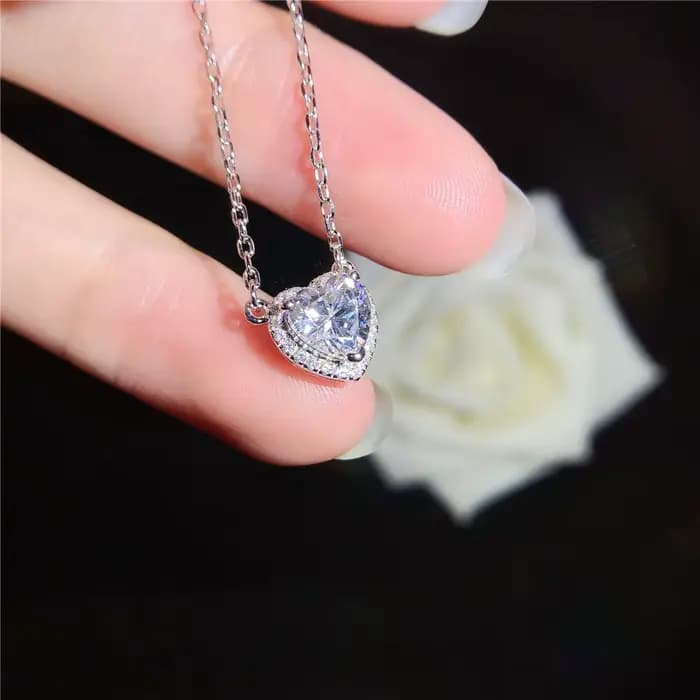 Collier de fiançailles en or blanc véritable pour femme