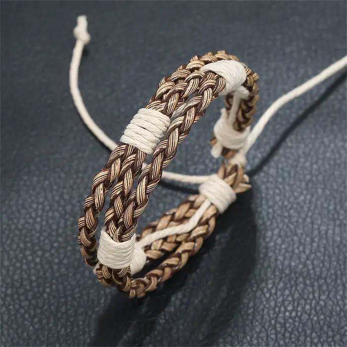 Bracelet en lin de coton tissé vintage pour hommes