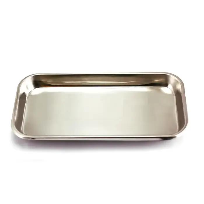 Plateau de cuisine carré en acier inoxydable, plateau de rangement, outil médical dentaire, tatouage des ongles, dispositif médical dentaire, fournitures, plateau plat 1/2 pièces