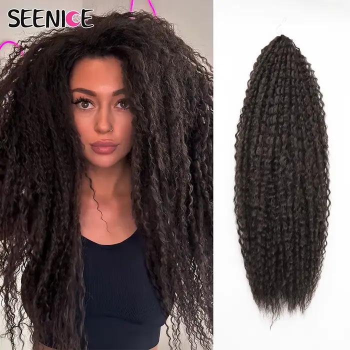 Tresses brésiliennes synthétiques au Crochet, boucles Afro, Extensions capillaires tressées pour femmes, cheveux africains crépus bouclés, ombré rouge