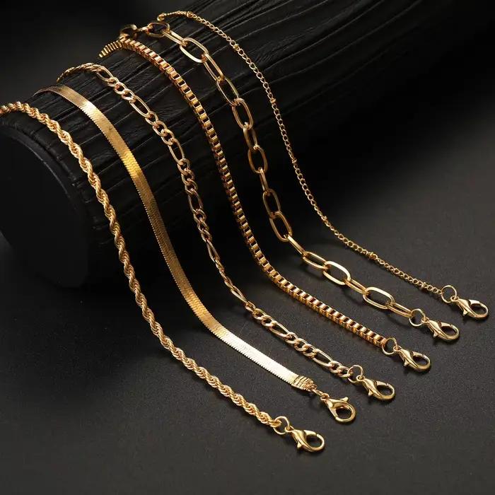 LATS – ensemble de bracelets couleur or pour femmes, 6 pièces, style Boho rétro, chaîne cubaine torsadée épaisse, tendance, bijoux de qualité, cadeaux, 2023