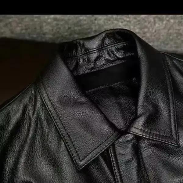Veste en cuir véritable pour hommes manteau de motard de moto haut de gamme automne hiver nouveau Style de revers costume d'équitation mode extérieur en cuir véritable