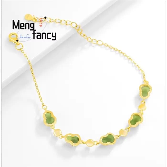 Bracelet incrusté de gourde en Jade Hetian