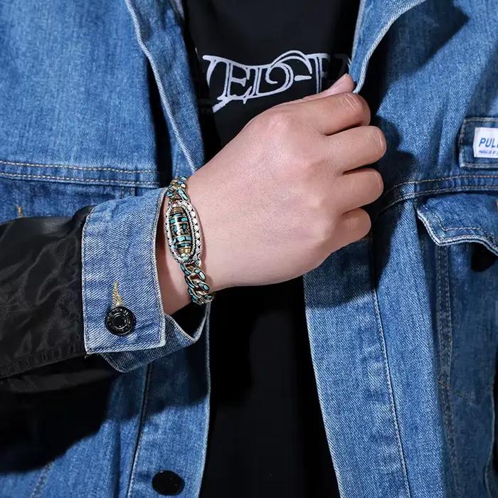 HX nouveau Guochao hommes Bracelet personnalité rétro transfert rotatif neuf yeux perle Bracelets haut de gamme cadeau bijoux de mode