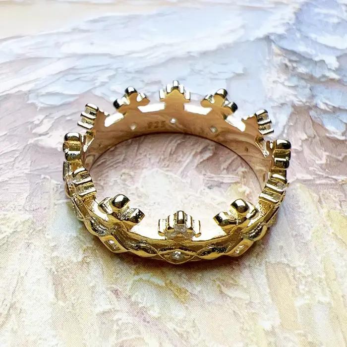 Bague couronne or Style européen, bijoux fins pour femmes, tout nouveau cadeau classique en argent Sterling 925 pur, été