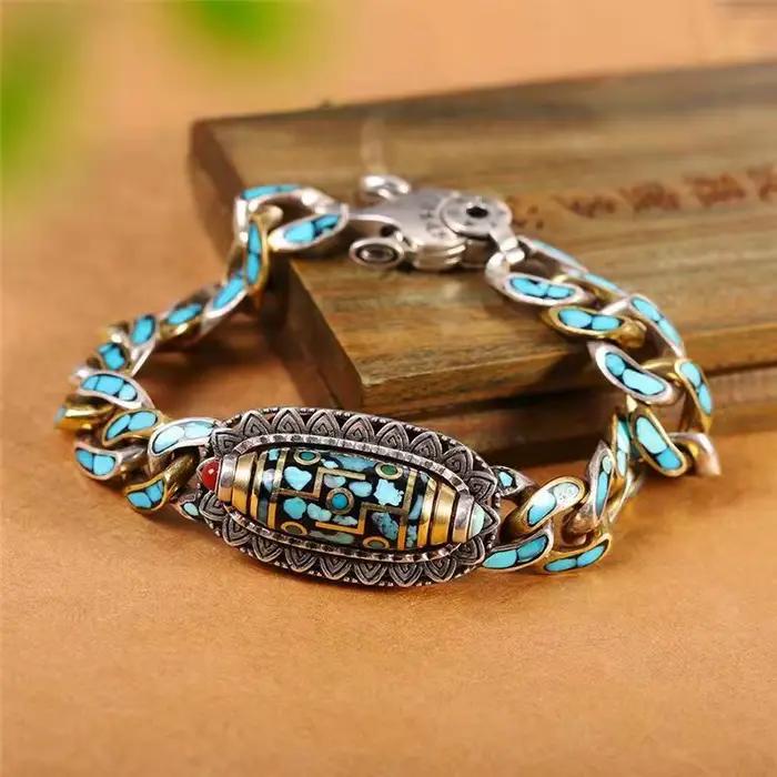 HX nouveau Guochao hommes Bracelet personnalité rétro transfert rotatif neuf yeux perle Bracelets haut de gamme cadeau bijoux de mode