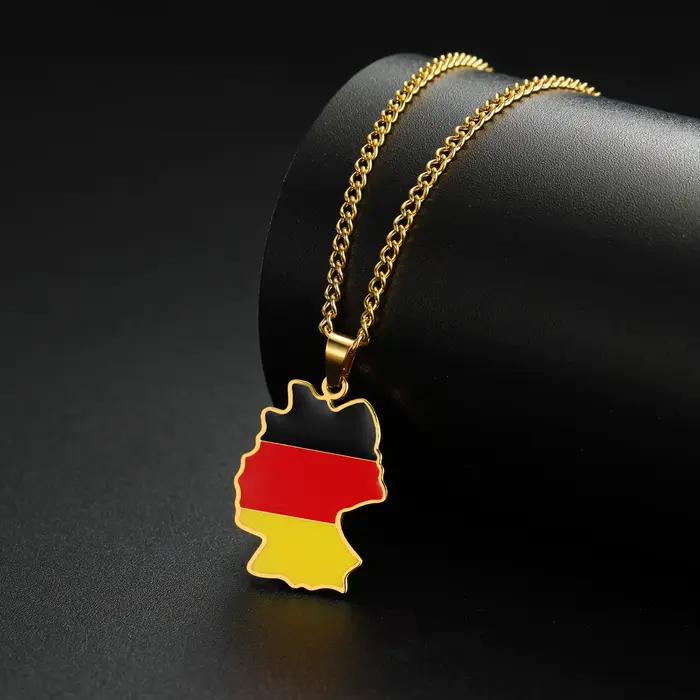 Amaxer carte d'allemagne pendentif collier pour femmes hommes en acier inoxydable collier Deutschland patriotique bijoux cadeau