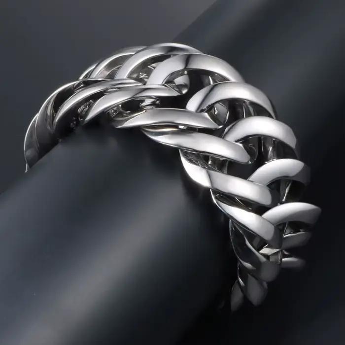 Bracelet gourmette néo-gothique en acier inoxydable robuste pour homme occasion fête cadeau amitié motard