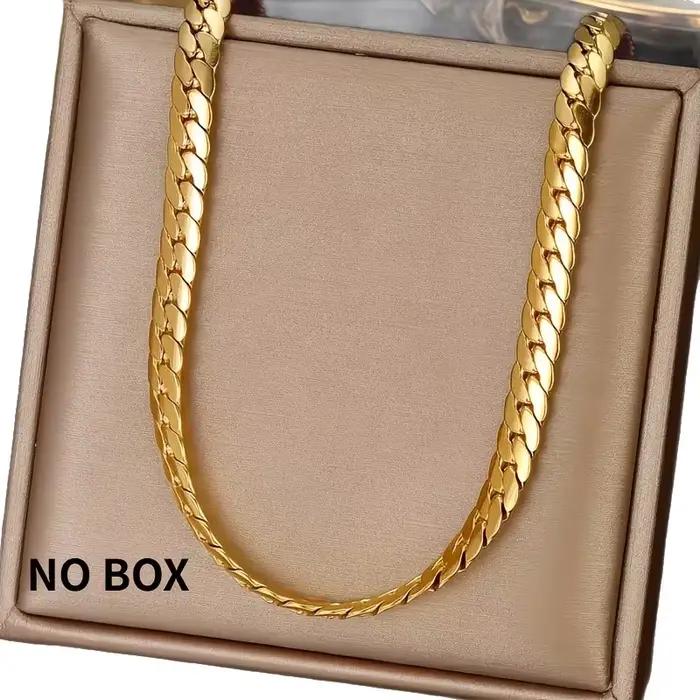 Collier ras du cou unisexe style punk, chaîne Figaro 4,2 mm, plaqué or, inaltérable, en acier, étanche, pour homme et femme