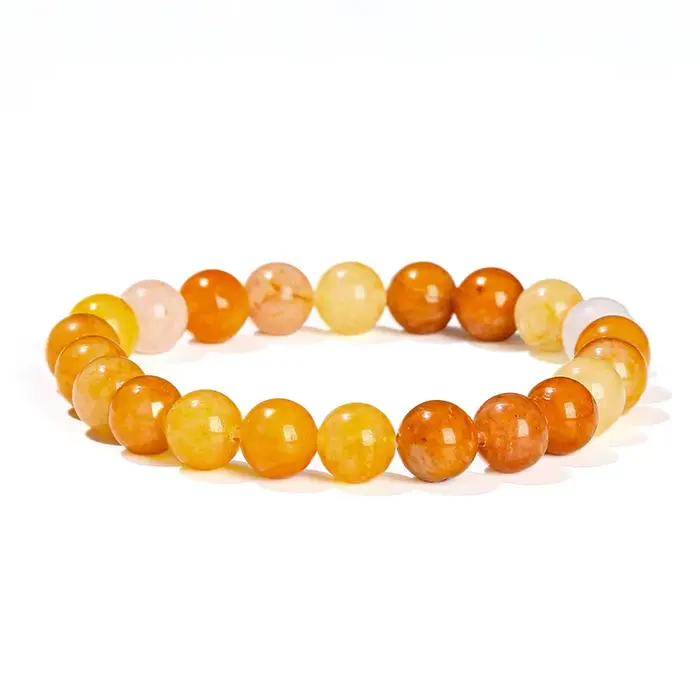 Bracelet de perles rondes en Aventurine jaune naturelle, bijoux unisexes à la mode pour un usage quotidien, cadeau d'anniversaire adapté aux femmes et aux hommes, décontracté