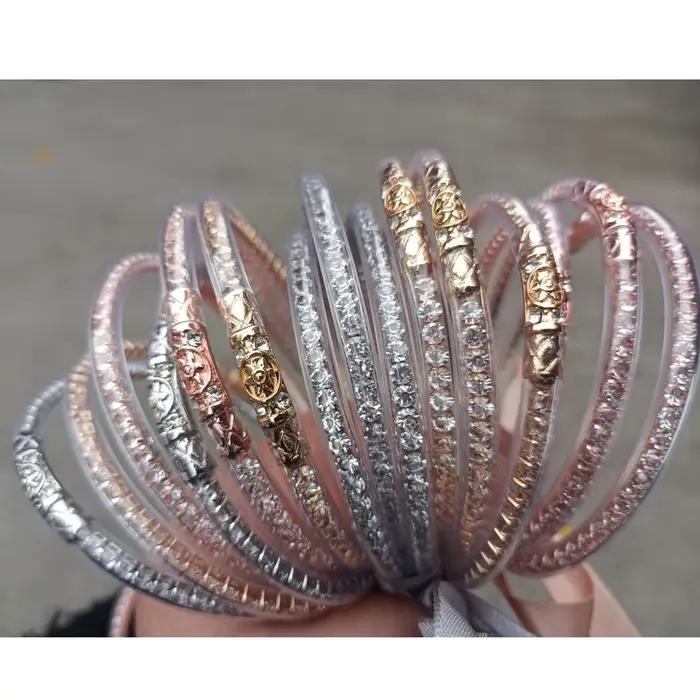 3 pièces/ensemble strass cristal bracelets bénisse tibétaine Temple bouddha fille Bracelet paillettes gelée bracelets Bracelet pour femmes bijoux