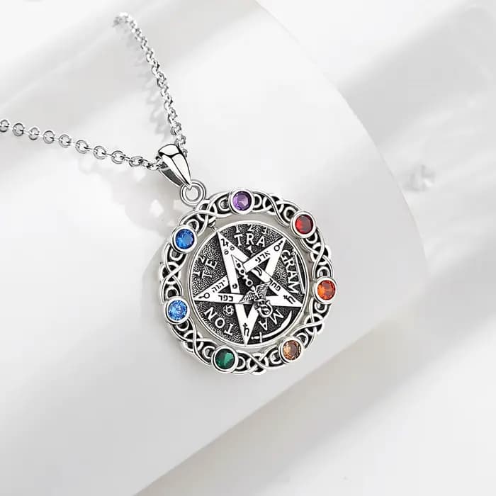 Eudora Original 925 collier pentagramme en argent Sterling pour femmes homme 7 couleurs Chakra étoile tétrgrammaton pendentif rotatif cadeau