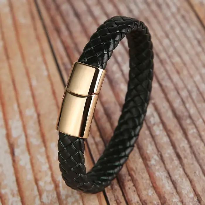 Mibrow – Bracelet en cuir tressé Vintage pour hommes et femmes, fermoirs magnétiques en métal, breloque Punk, bijoux à la mode