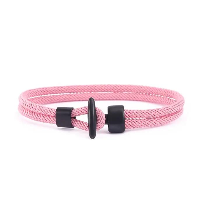 Bracelet à Double corde en corde de Milan pour femmes et hommes, Simple, tissé à la main, plusieurs couleurs, boucle en T, haut de gamme, bijoux cadeau pour Couple