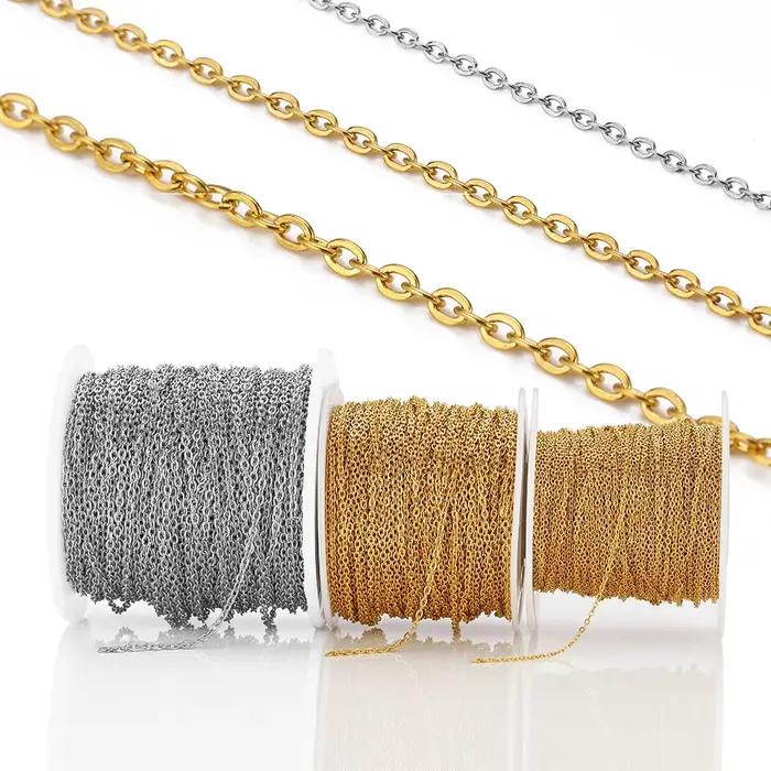 Chaînes croisées en forme de O en acier inoxydable, 10 mètres, 2 mètres, 1/1, 5/2mm, pour bricolage, collier, Bracelet, accessoires de fabrication de bijoux