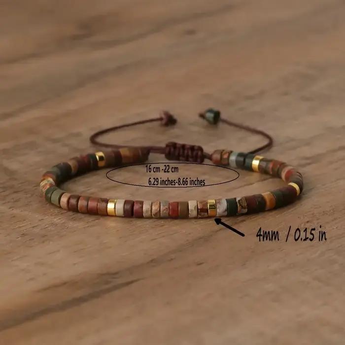 Bracelet en perles de jaspe Picasso, réglable de haute qualité, Bracelet minimaliste, Bracelet en pierre naturelle, Bracelet délicat, 1 pièce