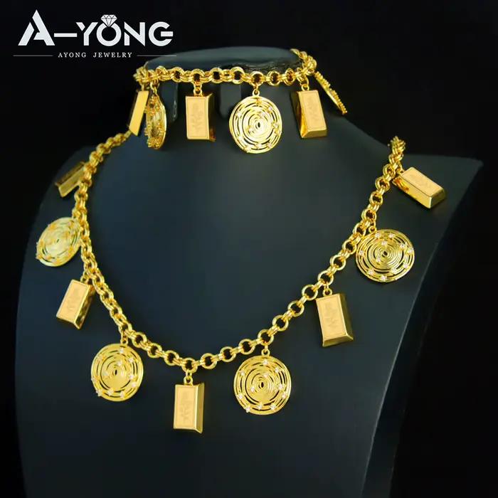 Ensemble de bijoux à la couleur or italienne plaqués or 24 carats pour femmes occasions spéciales mariage fête anniversaire