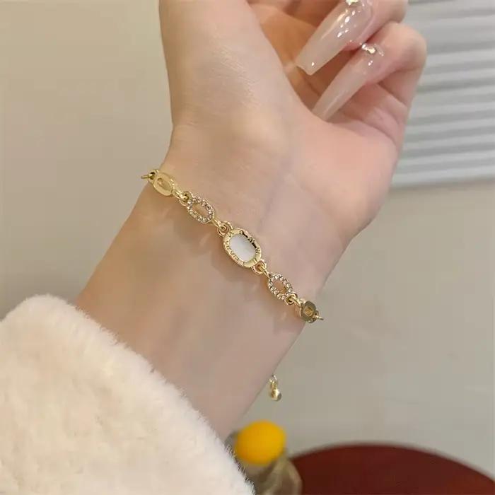 Bracelet géométrique de luxe en Zircon plaqué or pour femmes, carré polyvalent et réglable, bijoux cadeau de fête de noël et de mariage