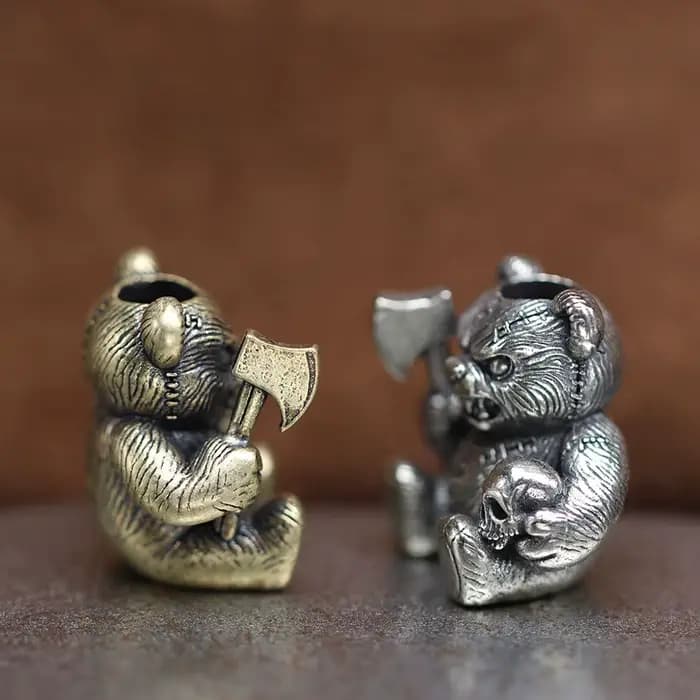 Axe Bear Brass Knife Bead Skull Animal EDC DIY Paracord Woven Bracelets Lanyard Pendant Accessories Outdoor Tool Hangings Charms