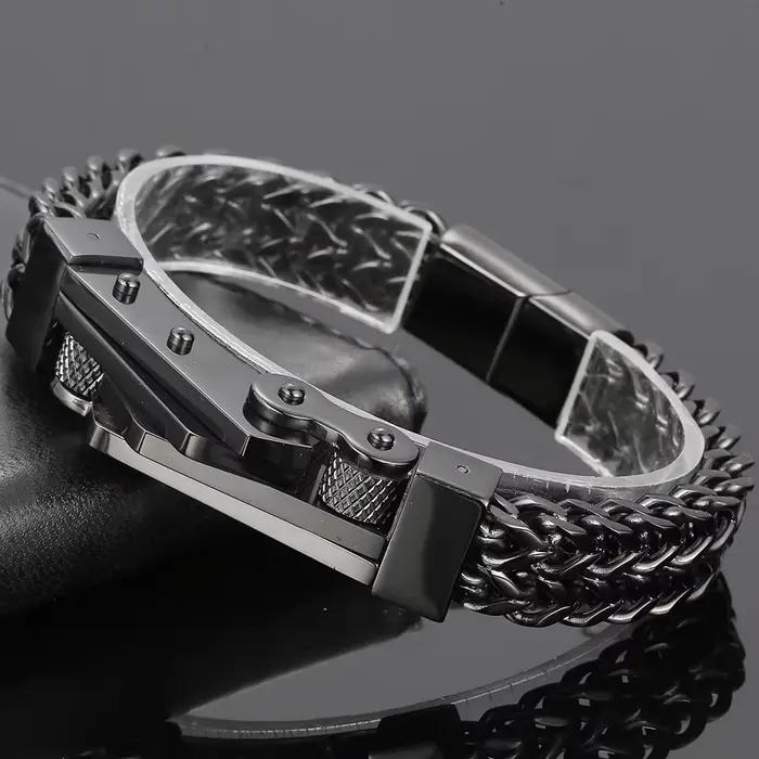 Bracelet chaîne de vélo couleur or pour homme, en acier inoxydable 316L, avec fermoir magnétique, bijoux Rock N Roll