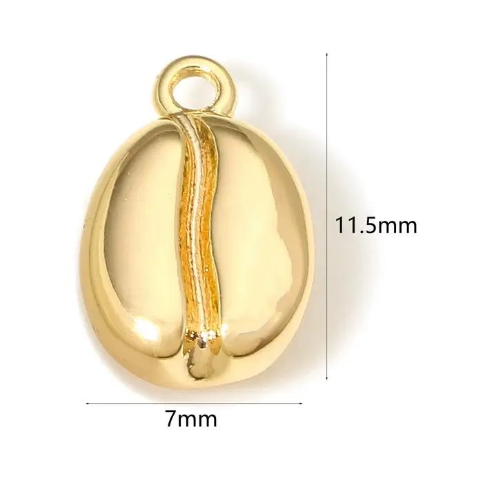 Breloques en forme de grain de café en laiton plaqué or, pendentifs de Style alimentaire 3D pour collier à faire soi-même, résultats de fabrication de bijoux, 11.5x7mm, 2 pièces