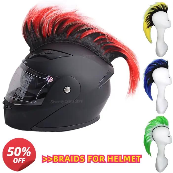 Mohawk casque de moto tresses décorations perruques pour casque crête de coq Motocross intégral hommes casque décors cheveux tresses autocollants