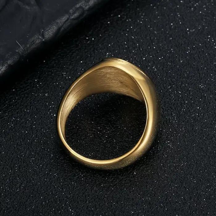 Bague Symbole Maçonnique Mystique 19mm, en Acier Inoxydable Couleur Or Massif, Grande Bague Ovale Signe Maître Maçon pour Femme et Homme, Bijou Tendance