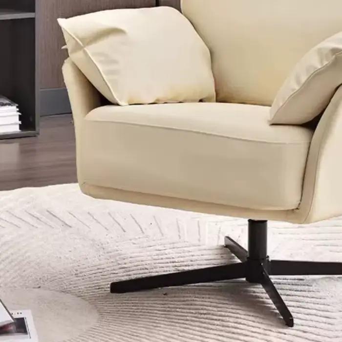 Fauteuil pivotant de salon en cuir, style nordique, confortable, pour bureau ou coiffeuse, Poltrona Para Sala, mobilier italien de luxe