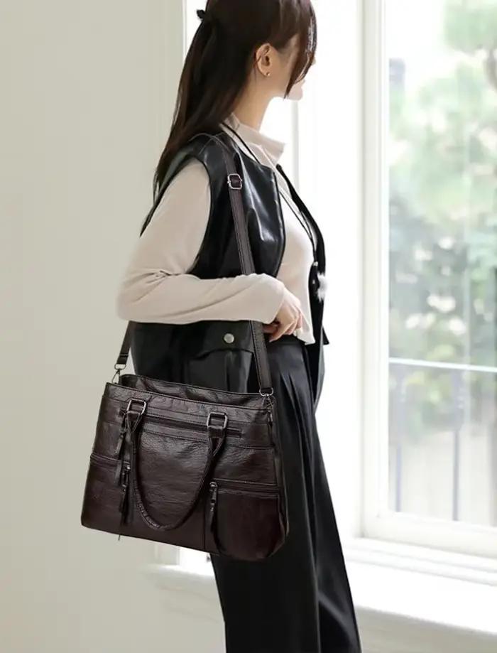 Sacs à main à poignée supérieure en cuir PU pour femmes, sac à bandoulière initié pour dames, sacs à main élégants, sacs fourre-tout décontractés, sacs à main de haute qualité