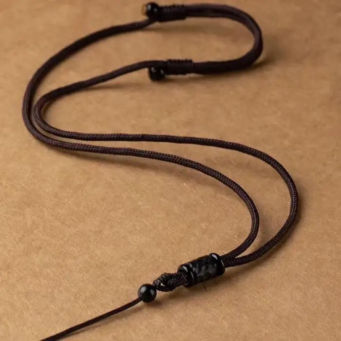 Collier en bois d'ébène tissé à la main, corde unisexe, Long, Simple, Vintage, accessoire de bijoux, collier polyvalent