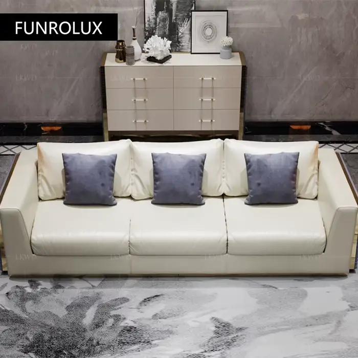 Canapé en cuir Cirhide première couche moderne, salon, combinaison complète, petit acide moderne, meubles en cuir 1 + 2 + 3