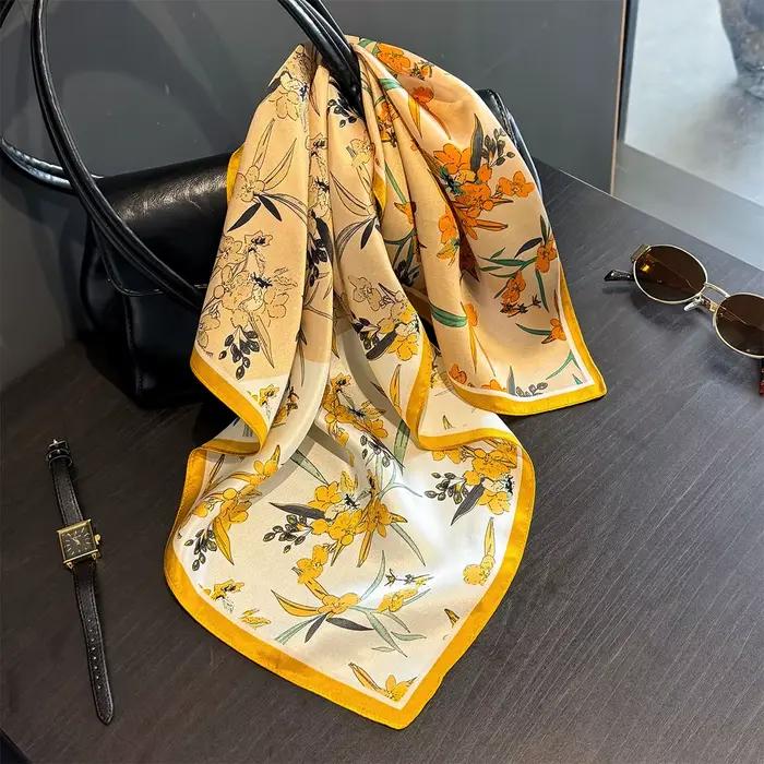 Foulard Chic en soie de mûrier pour femmes, petit carré, cheveux, main, poignet, mode imprimée, Bandana, Foulard féminin, 100%