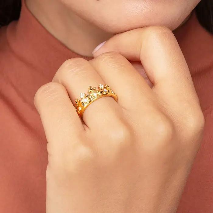 Bague couronne or Style européen, bijoux fins pour femmes, tout nouveau cadeau classique en argent Sterling 925 pur, été