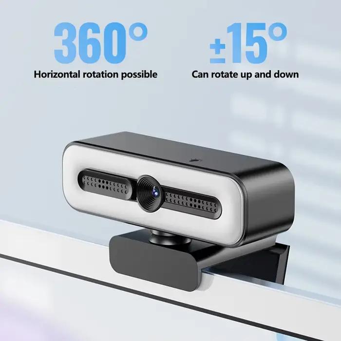 Webcam 4K avec lumière pour PC/ordinateur portable 1080P 2K HD caméra de Streaming Webcam de vidéoconférence de bureau pour cours en ligne