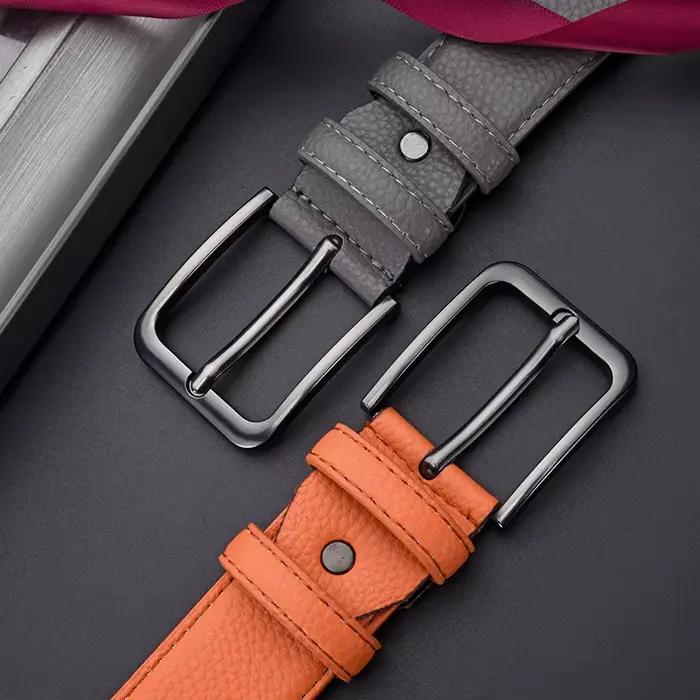 Ceinture en cuir PU pour homme, décontractée et habillée - Boucle noire mate, ceinture noire élégante pour tenue formelle et décontractée. Convient pour les loisirs