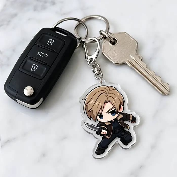 Porte-clés en acrylique de dessin animé Leon S. Kennedy pour accessoires