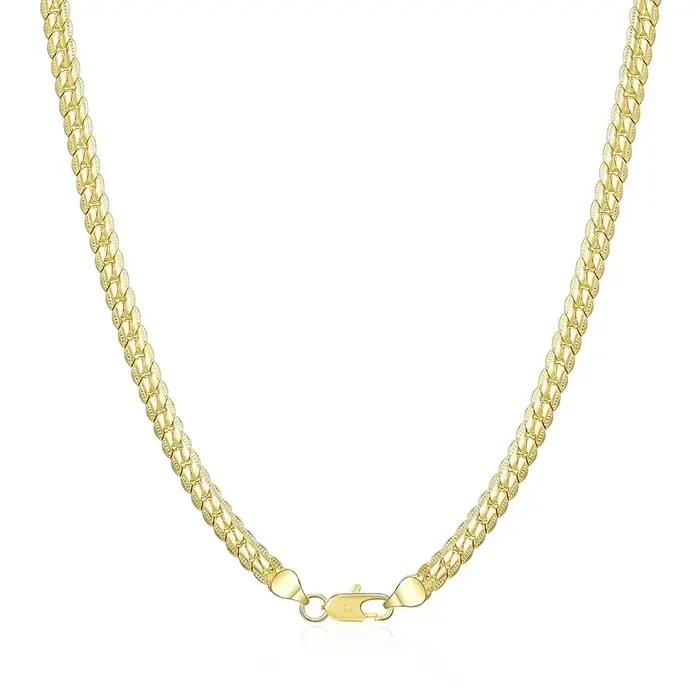 Collier chaîne latérale complète en or 18 carats, 18-24 pouces, 45-60cm, 6mm, pour femmes et hommes, bijoux à breloques pour fête de mariage