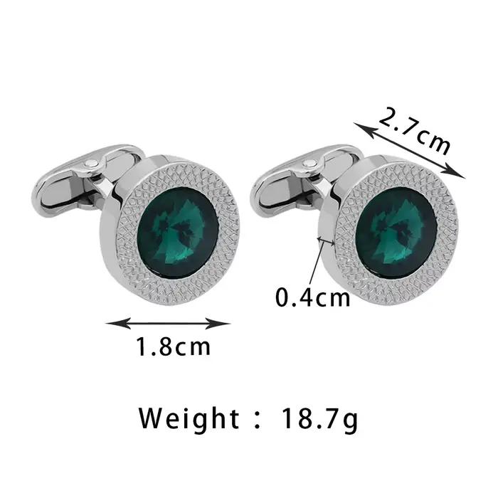 Boutons de manchette de Style Business de luxe, ronds personnalisés en Zircon cubique, bouton de manchette de chemise formelle pour hommes, accessoires de mariage, bijoux