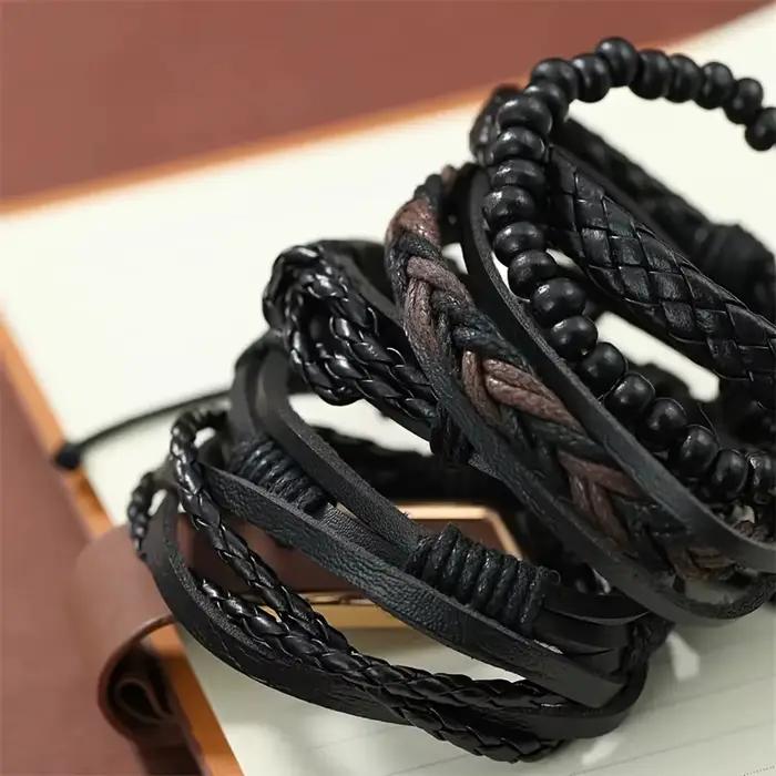 Bracelet torsadé minimaliste en cuir PU pour hommes