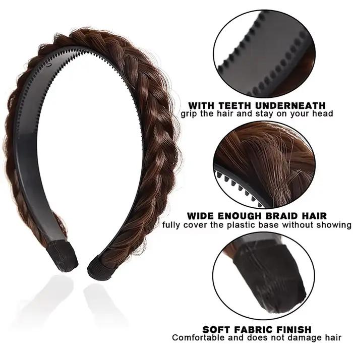 Perruque tressée en arête de poisson pour femmes, bandeau torsadé, épingle à cheveux, style bohémien, coiffure antidérapante, accessoires pour cheveux de mariée